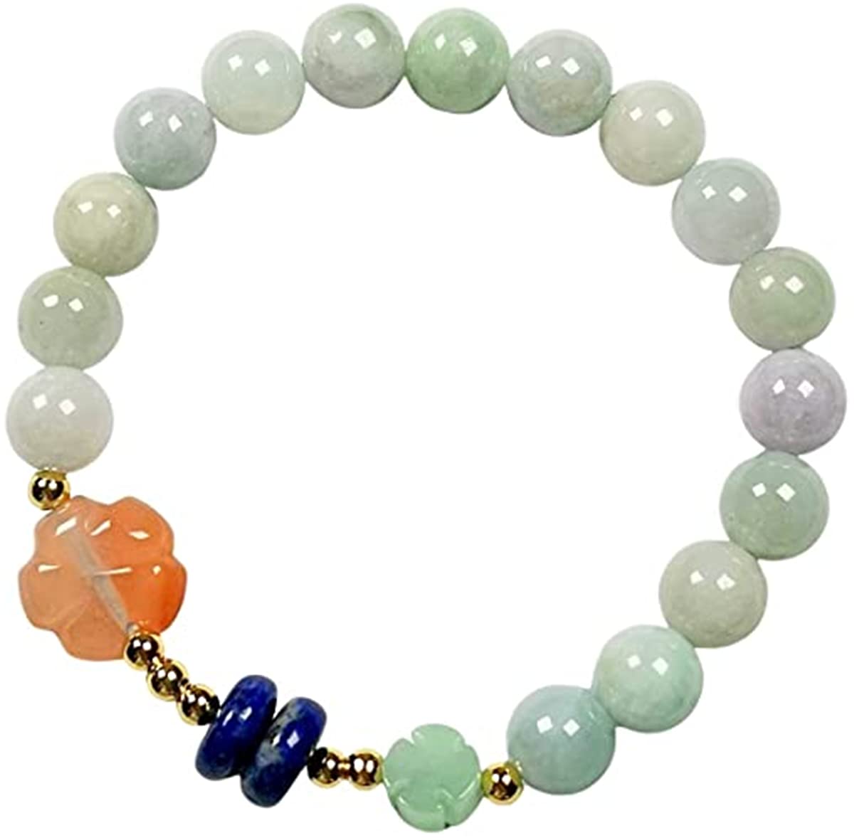 YIHANSS Armband aus natürlichem hellgrünem Jade für Frauen, viel Glück, elastisches Jadeperlenarmband für Weihnachten, Erntedankfest, Geschenke, Damenschmuck (Farbe: A01qjs)