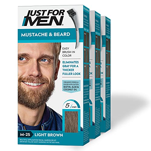 Just for Men Brush-In Farben und Bürste für Schnurrbart und Bart, 1 Set (3-teilig)