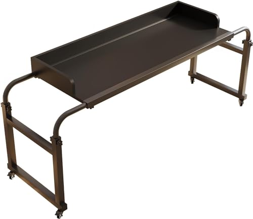 Überbett-Schreibtisch, verstellbar, 115–210 cm, Überbetttisch mit Rädern, rollbarer medizinischer Tisch, Laptopwagen, Betttische, höhenverstellbar, 65–95 cm, für Queensize-/Kingsize-Bettrahmen (Farb