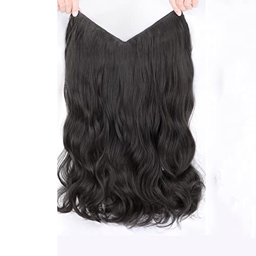 Perücken Einteiliges Perückenstück Große Welle U-förmige Locken Flauschiges Haarvolumen Perücke Mädchen Langes Haar Keine Spur Haarverlängerungsstück Damenperücke(Color:Schwarz,Size:60CM/23.6 inches)