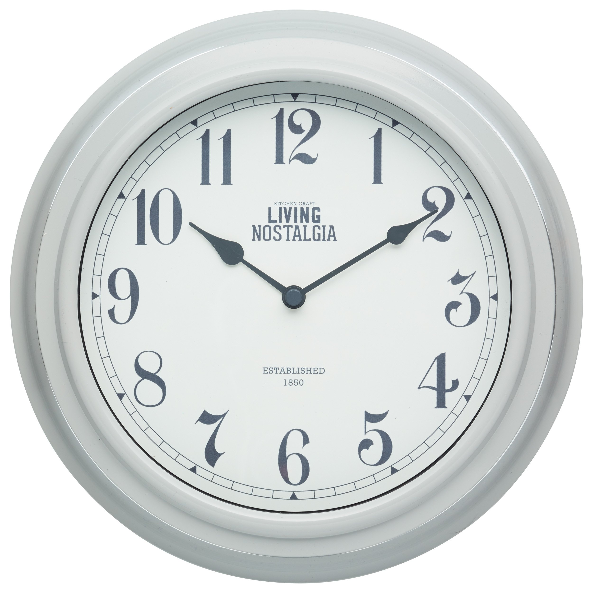 Living Nostalgia Collection Wanduhr, für Innnenräume, 25,5 cm, Vintage-Look, Grau