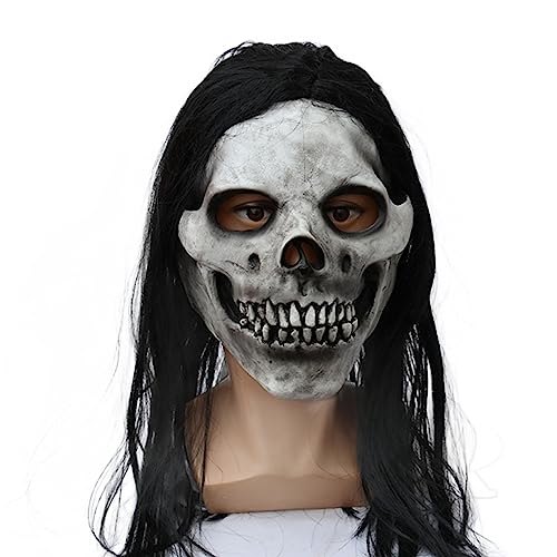 Creepier Halloween Party Cosplays Kostüm Gruselige Kopfbedeckung Frauen Kopfbedeckung Gruselige weinende Frau Kopfbedeckung mit langen Haaren gruselige Party Cosplays Kostüm Kopfbedeckung Prop Frauen