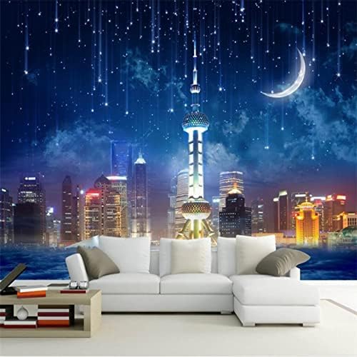 XLMING Star City Nachtansicht Küche Esszimmer Arbeitszimmer Wohnzimmer TV Hintergrund Wand 3D Tapete-430cm×300cm