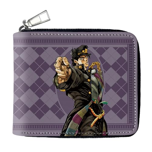 RYNDEX Jo-Jo's Bizar-re Adventu-re Portmonee Anime, Jugend Karikatur Kunstleder Geldbörse, Mädchen Geldtasche mit Münzfach und Geldscheinfach(Color:Multicolor 3)