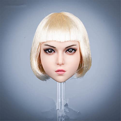 VUSLB 1/6 Scale Female Head Sculpt,Female Planted Hair Head Carved for 12inch Action Figure Doll Collection (A)