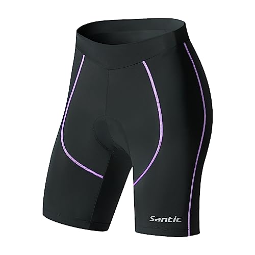 Santic Radlerhose Damen Gepolstert,Fahrradhose Damen,Radhose Damen mit Polster Kurz Violett EU M