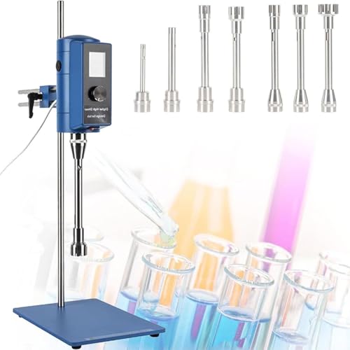 Qiang Hochgeschwindigkeits-Dispergier-Homogenisator-Emulgator 500 W Labormischer-Homogenisator mit Digitalanzeige,Höhenverstellbar,für Farbenindustrie/Kosmetik/Lebensmittel,36G/235mm