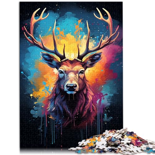 Puzzle, Malerei, Farbe, Elch, Puzzle für Erwachsene, 1000 Teile, Holzpuzzle, Spielzeug, Puzzle, Lernspiele, Stressabbau-Puzzle, 1000 Teile (50 x 75 cm)