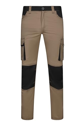 VELILLA Unisex Zweifarbige Stretchhose Arbeitshose, Beige und Schwarz, 32