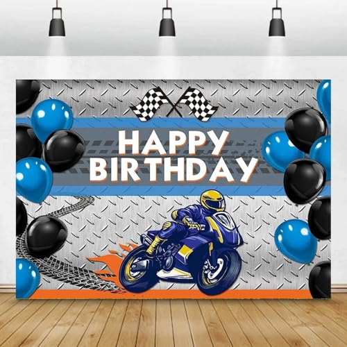 Alles Gute zum Geburtstag Motorrad Thema Rennen FotografieWand Banner Dekoration Vortrag Hintergrund Kinder Kinder Party 300x200cm