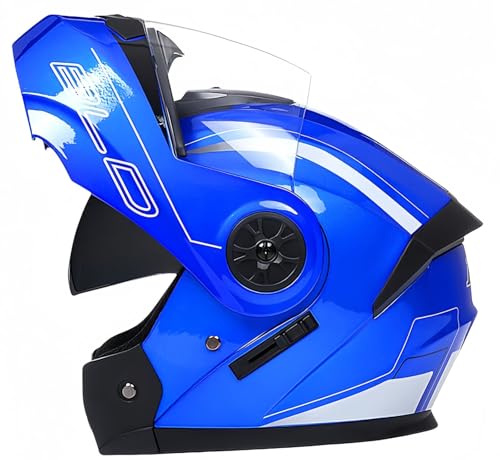 Klapphelm mit Doppelvisier, Integral-Motorradhelm, beschlagfrei, Motorrad-Roller-Helm, Doppelspiegel, Herren-Damen-Helm, ECE-geprüft D,XL61-62CM