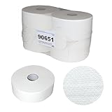 Toilettenpapier Gigant/Jumbo/Groß-Rollen, hochweiß, Zellstoff, 2000 Abrisse pro Rolle, 2-lagig, geprägt, perforiert, 360 m/ Rolle