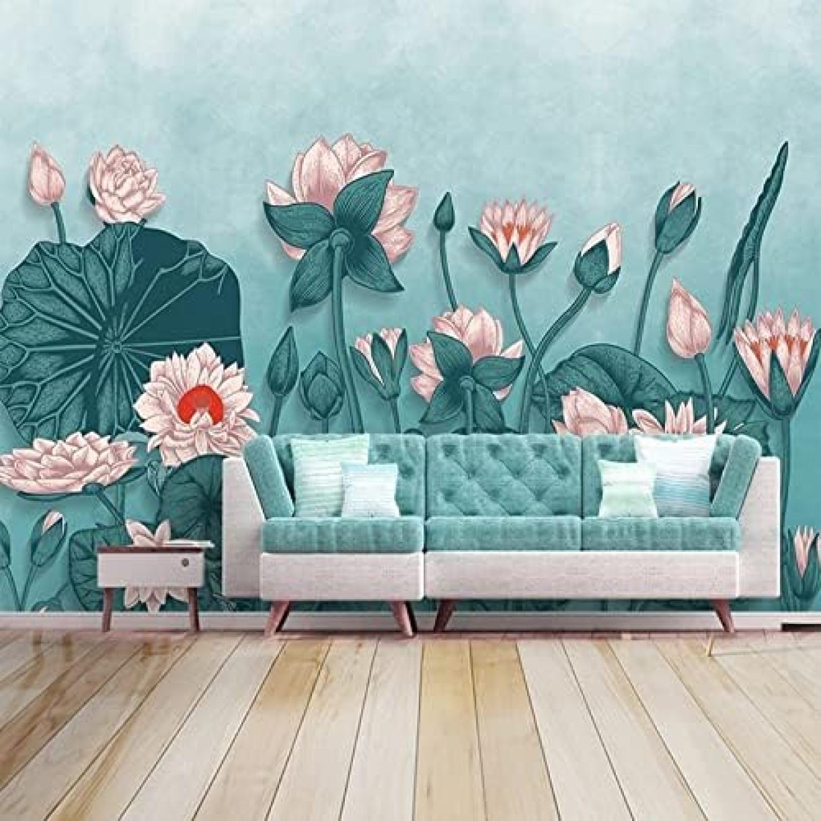 XLMING Ölgemälde Handgemalte Einfache Frische Lotus 3D Tapete Wohnzimmer Sofa Schlafzimmer Esszimmer Home Dekoration Wand-400cm×280cm