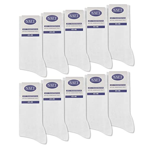 10 Paar Socken 100% Baumwolle Herren Damen Komfortbund ohne Naht 10600 (Weiß 39-42)