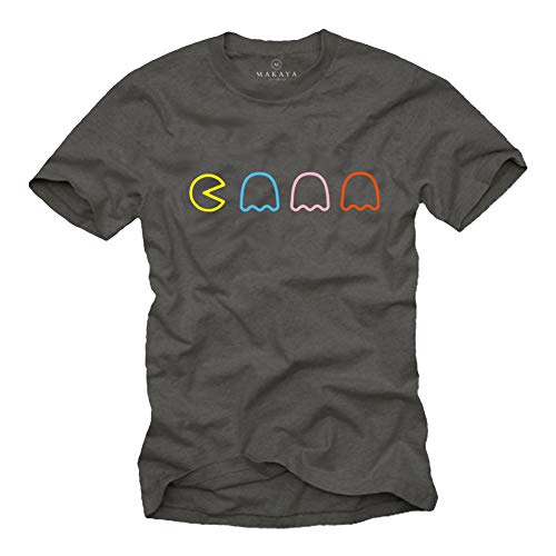 MAKAYA Vintage Gamer T-Shirt Herren Old School Game - Geschenke für Computer Nerds Man Grau L