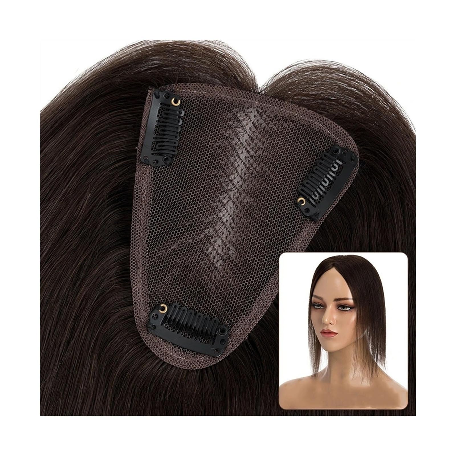 Haartopper für Frauen Haar-Topper, 8 x 10 cm, handgefertigt, feine Mono-Basis, Damen-Topper, Clip-in-Echthaarverlängerungen, 6–14 Zoll, glattes Haar, Einzelknoten, Mono-Haarteil Haarteil Topper Toupet