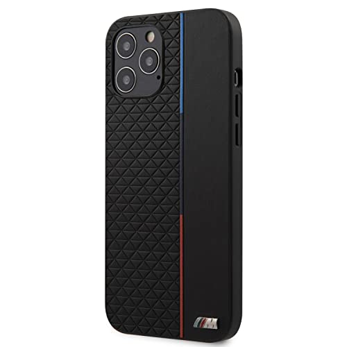 Bmw M Hülle Hard Case PU Triangles + Tricolor Line für Apple iPhone 12 Pro Max - schwarz