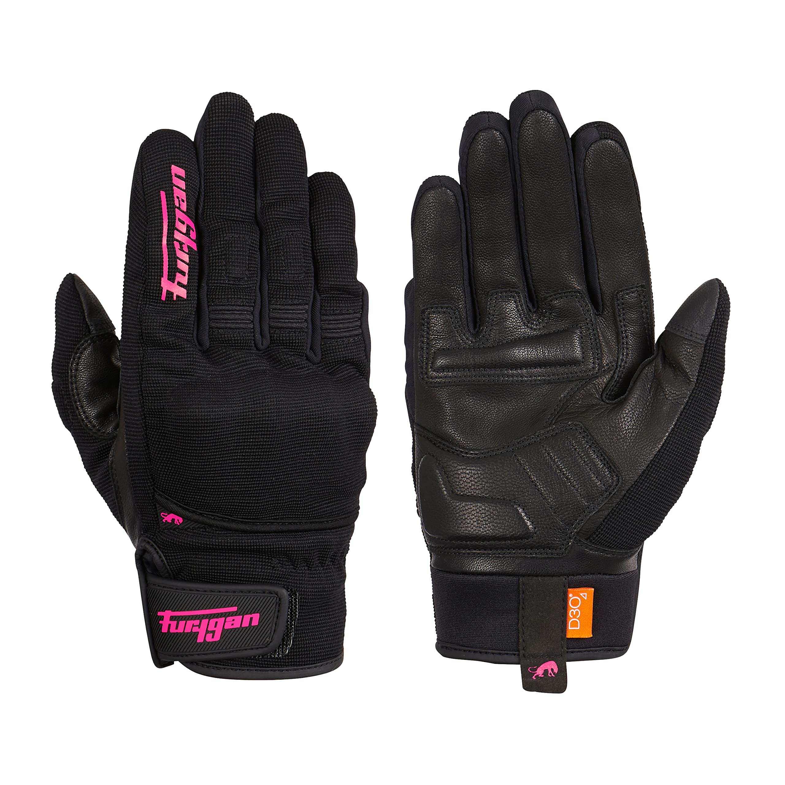 Furygan JET D3O Lady - Damen-Motorradhandschuhe- Handfläche aus 100 % Leder - Taktil - Komfort - Sommerhandschuhe - Atmungsaktiv & leicht - Mittelhandschutz D3O d30