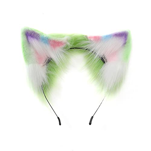 Fhsqwernm Cosplay Anime Charakter Stirnband Katze Ohr Form Haar Hoop Plüsch Kopfschmuck Ostern Party Cosplay Kostüm Unisex