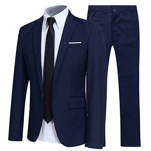 Allthemen Anzug Herren Anzüge Slim Fit 2 Teilig Business Herrenanzug Sakko Hose Marineblau 3XL