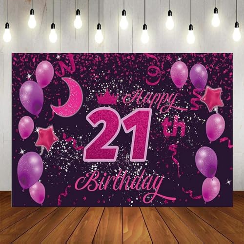 Alles Gute zum 21. Geburtstag Party Schwarz Gold Fotografie Hintergrund Banner Hintergrund Dekorationen Männer Ihr Ihn Poster 240X180cm