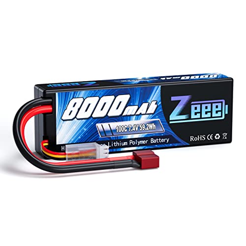 Zeee 2S Lipo Akku 7,4V 8000mAh 100C Hardcase Batterie mit Deans T Stecker für RC Car RC Truck RC Auto Boot LKW Truggy RC Hobby