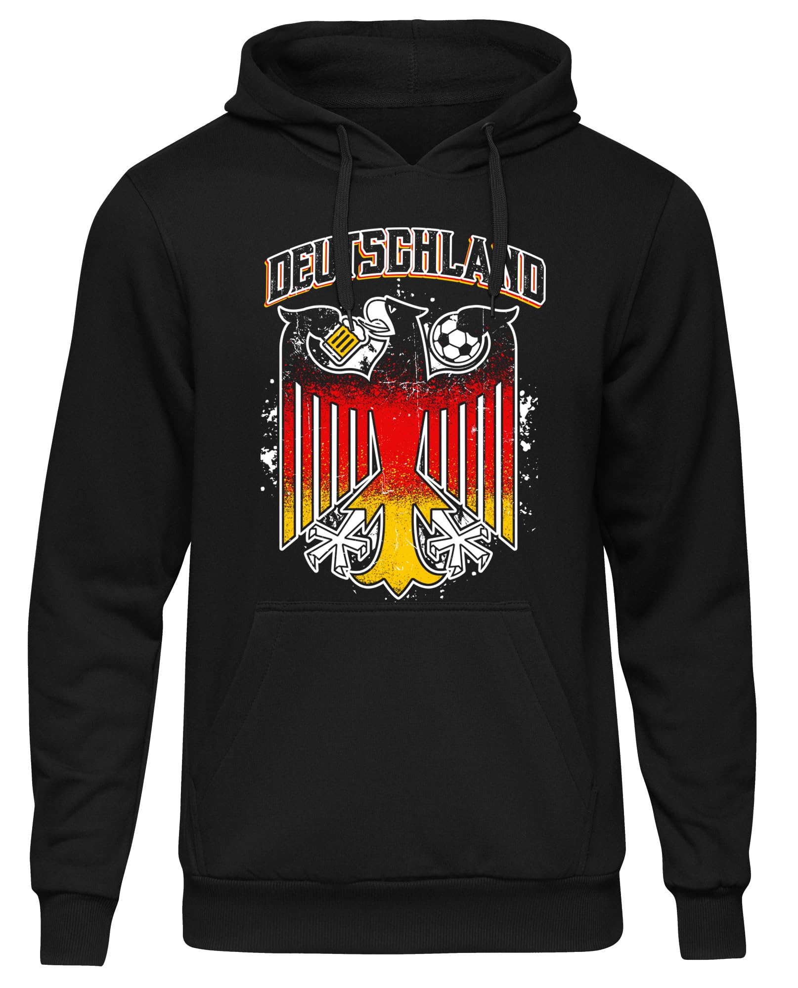 UGLYSHIRT Deutschland Herren Kapuzenpullover | Germany Hoodie Deutschland Pullover Deutschland Trikot Fanartikel Fussball EM WM Deutschland Flagge | M7 Schwarz (XXL)