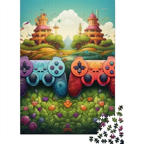 Art Game Controller Holzpuzzle für Erwachsene Puzzlespielzeug Erwachsenenpuzzle 500 Teile für anspruchsvolles Puzzlespiel und Familienspiel 20,47x14,96 Zoll