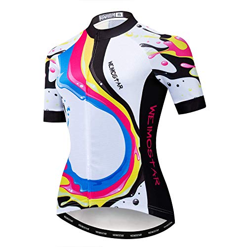 Hotlion Sommer Atmungsaktives Radtrikot Damen Mountainbike Trikot Schnell Trocknend Fahrrad Shirt Kurzarm Fahrradbekleidung, CF2239, Small