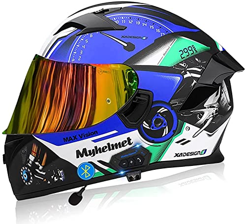 Klapphelm Bluetooth Motorradhelm Integralhelm Für Damen Herren,ECE/DOT Genehmigt Motorrad Integrierter Bluetooth-Helm Motorrad Full Face Helm Rollerhelm Mit Doppelvisier