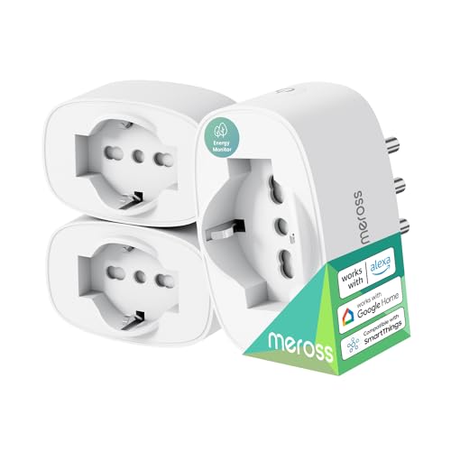 Meross Italienische Smart-Steckdose, WLAN-Steckdose mit Verbrauchsüberwachung, intelligente Steckdose 16 A, Timerfunktion, kompatibel mit Alexa, Google Home und SmartThings, Sprachsteuerung und