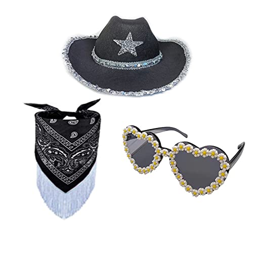 Cowgirl-Hut, Cowboyhut, Brille, BandanaSet, Brautparty, Hut, Cowgirl-Brille, Junggesellinnenabschied, Bandana, Partyhut