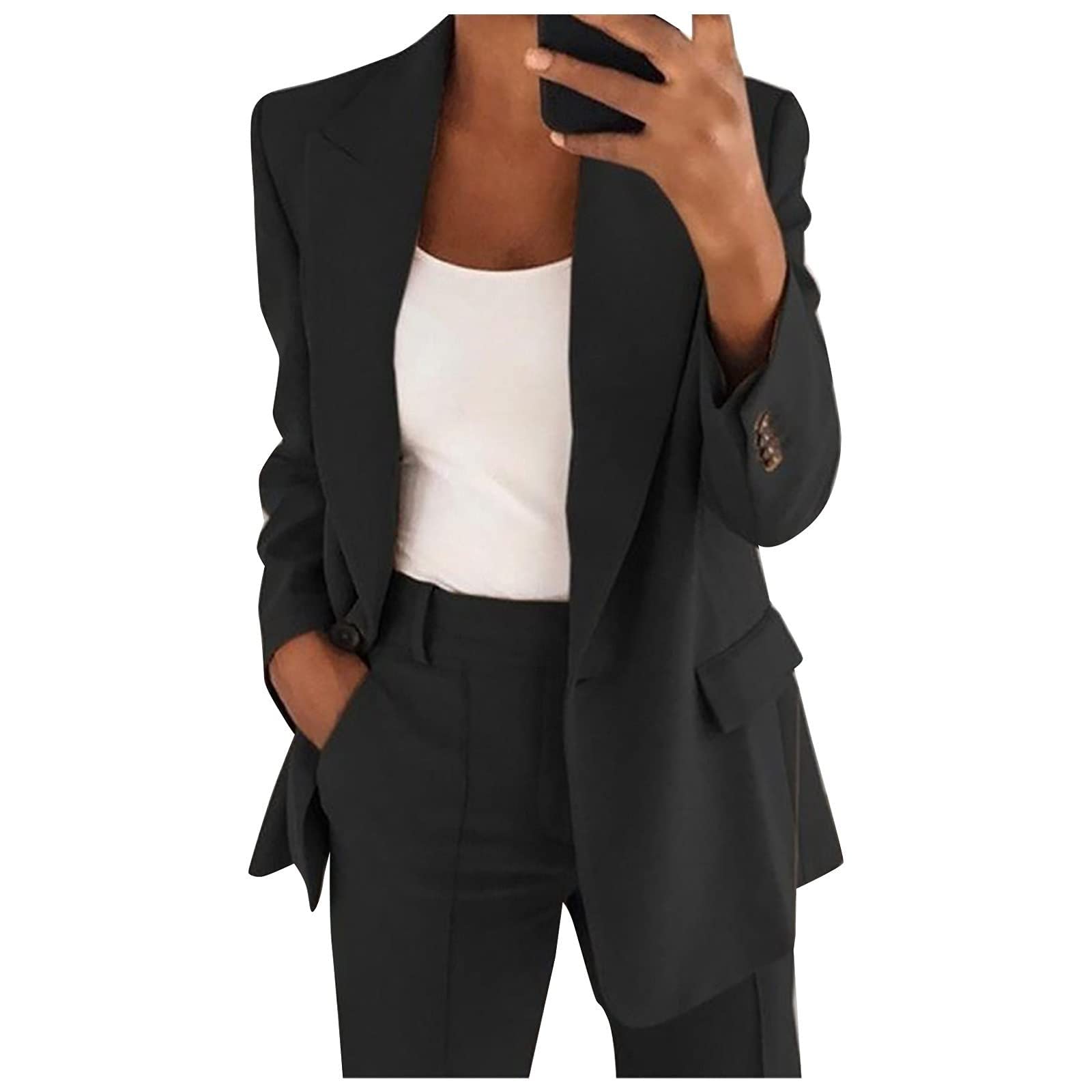 Blazer Damen Sportlich Hosenanzug Gutschein Elegant Business Anzug Set Hosenanzug Blazer Hose 2-teilig Anzug Karo Einfarbig Zweiteiler Sale Angebote Slimfit Festlich Sportlich Hosenanzug Streetwear