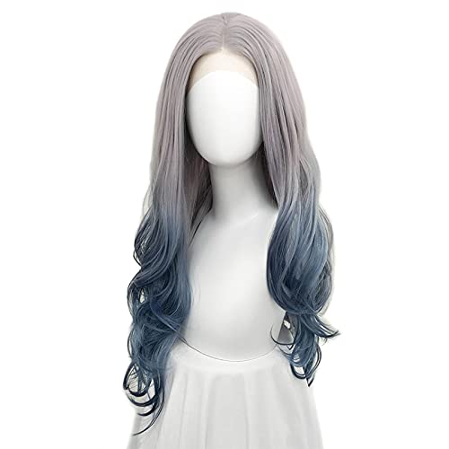 Perücke Gradient Perücke 24 "Hitzebeständige lockige wellenförmige synthetische Haarperücke Frauen Cosplay Kostümperücken for den täglichen Tragen Wig