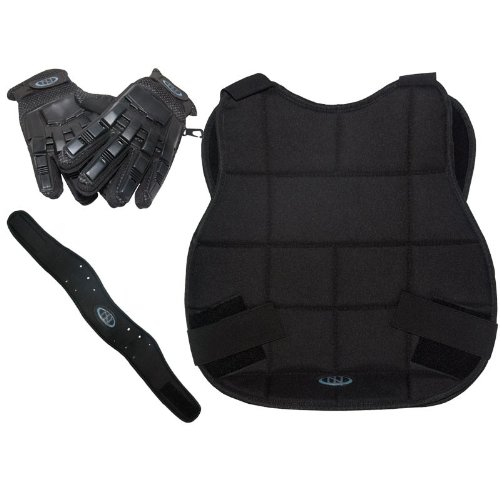 New Legion Paintball Schutzset - schwarz mit Vollfinger-Handschuh