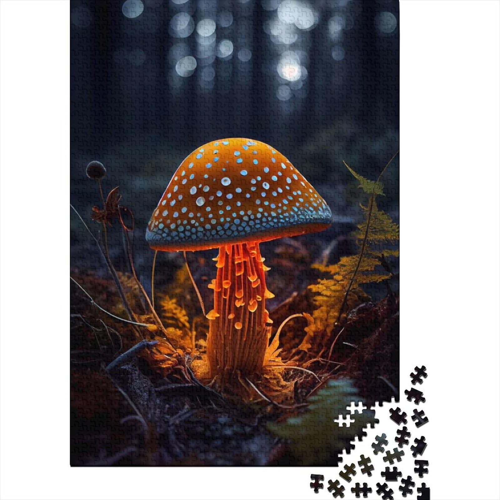 Leuchtende Holzpuzzles mit Pilzen, Puzzles für Erwachsene und Teenager, 1000 Teile, Puzzles für Erwachsene, lustige Familienpuzzles für Erwachsene (Größe 29,53 x 19,69 Zoll)