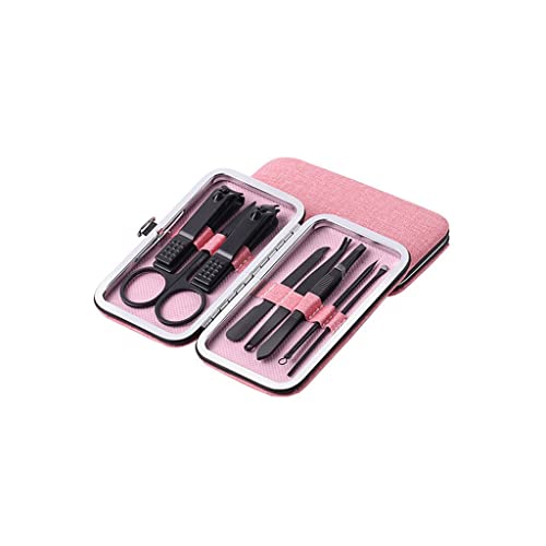 BONAD Zehennagelknipser Erwachsener Nagel-Clipper Set Edelstahl Maniküre-Set Persönliche Pflegepediküre Set Schönheits-Set (8-teiliges Set) Nagelknipser-Set (Color : Pink-8-piece Set)