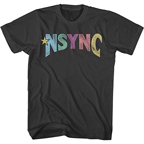 NSYNC T-Shirt für Erwachsene, kurzärmelig, mit Farb-Logo, Vintage-Stil, Grafik-T-Shirt, Schwarz, Mittel