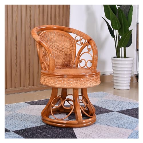 yixinzi-2024 Rattan-Akzentstuhl Rattanstuhl, um 360 Grad drehbarer Loungesessel, bequemer Sessel for Schlafzimmer, Wohnzimmerdekoration Sessel(Yellow)