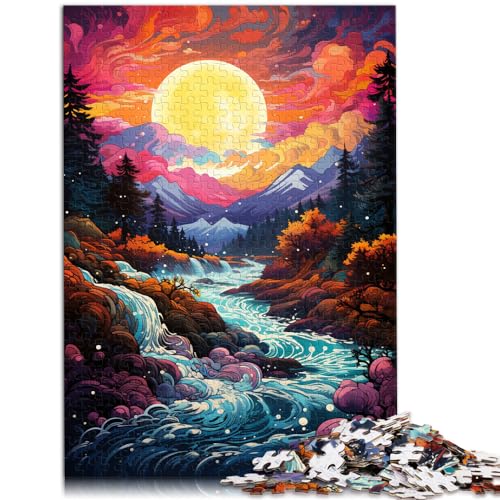 Spielzeug-Puzzle, farbenfroher Psychedelischer Fluss, 1000 extragroße Teile, Holzpuzzle eignet ganze Familie und die 1000 Teile (50 x 75 cm)