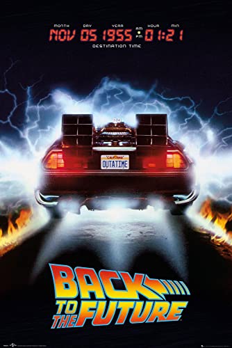 empireposter Back to The Future - Delorean - Film Poster Plakat Druck - Größe 61x91,5 cm + 2 St Posterleisten Kunststoff 62 cm transparent