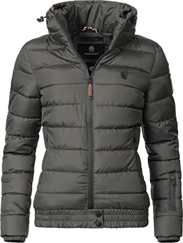 MARIKOO Damen Winterjacke Steppjacke Poison Anthrazit Gr. S