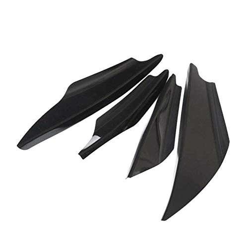 DOFABI 4 Stücke Schwarz Carbon Fiber Universal Fit Front Stoßstange Lip Diffusor Splitter Flossen Körper Spoiler Canards Valence Chin Auto Tuning C Stoßstangenhalterung