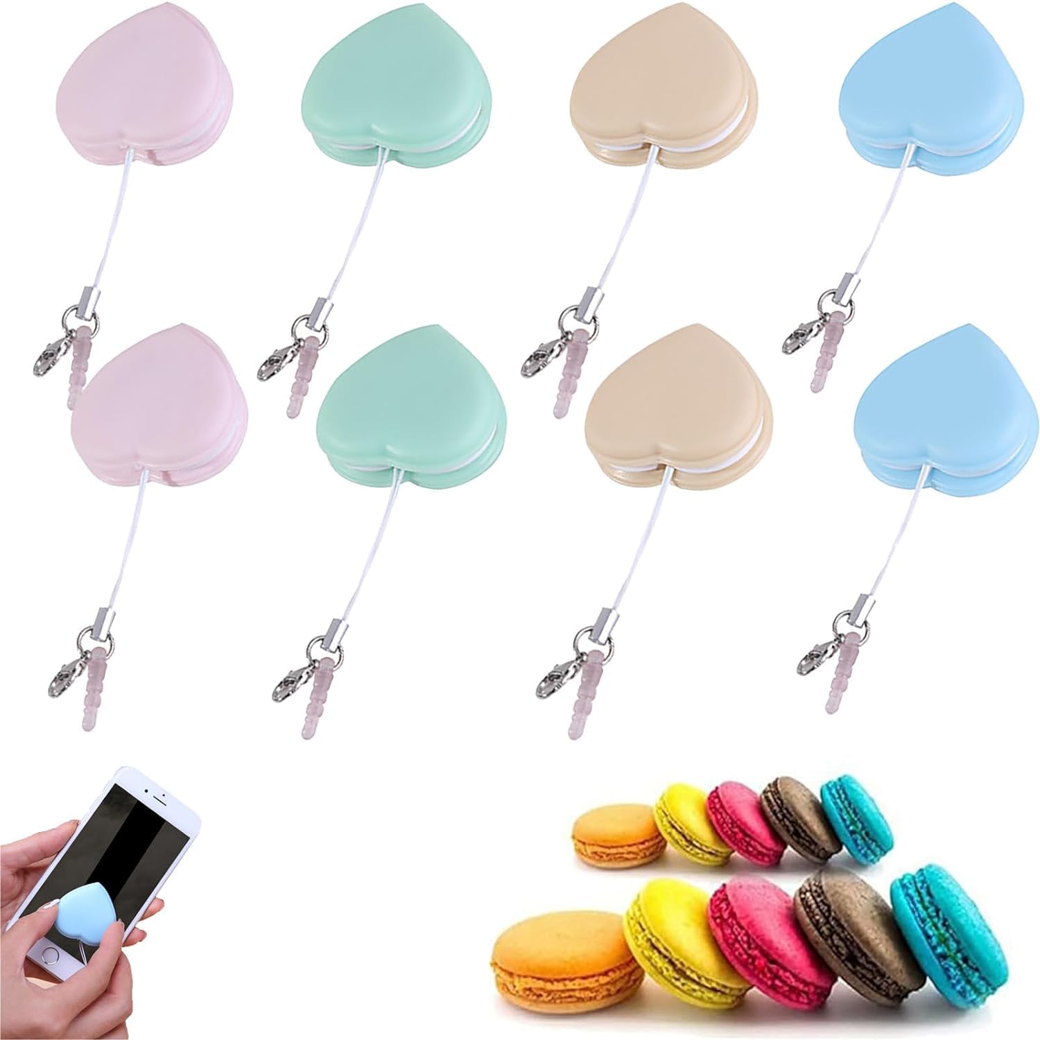 Zabernim-4-Bildschirmreiniger, Zabernim-4-Telefonbildschirmreiniger, Macaron-Telefonbildschirmreiniger, Hoopliee-Bildschirmreiniger, Telefonbildschirmreiniger, Handyreiniger (8 Herz)