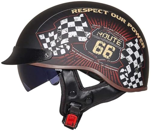 EBAYIN Halbhelme Jethelme Brain - Cap Cruiser Chopper Scooter Pilot Jet Helm DOT+ECE Zertifizierte Persönlichkeit Retro Harley Motorradhelm,G-L=（59~60cm）