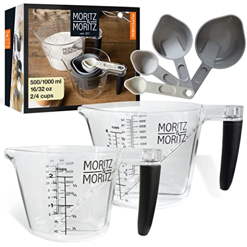 Moritz & Moritz Cup Messbecher – Messbecher Set aus Messlöffel Set und Messbecher Spülmaschinenfest – Zum Kochen & Backen mit Kindern (0,5L & 1L)