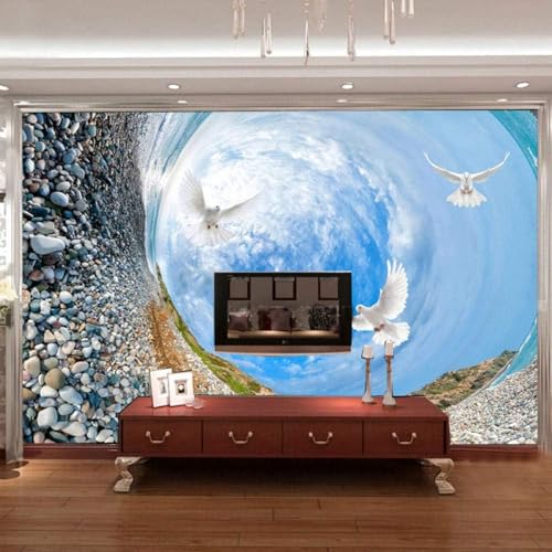 Wirbel Blauer Himmel Vögel 3D Tapete Poster Restaurant Schlafzimmer Wohnzimmer Sofa TV Dekorative Wand-350cm×256cm