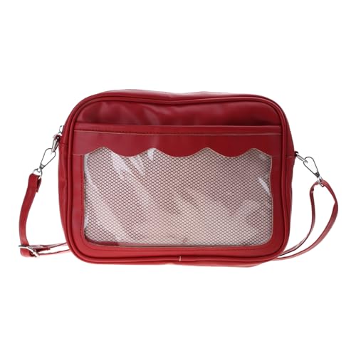 ohodhmnu Damen Tragetasche, Tasche Frauen Klar Messenger Bag Mädchen Tasche Süße Schultertasche Japanische Geldbörsen und Handtaschen, rot, with pendant