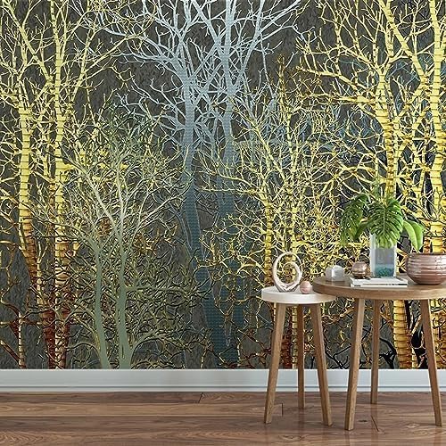 XLMING Goldener Abstrakter Wald 3D Tapete Home Dekoration Wohnzimmer Sofa Schlafzimmer Tv Hintergrund Wand-400cm×280cm