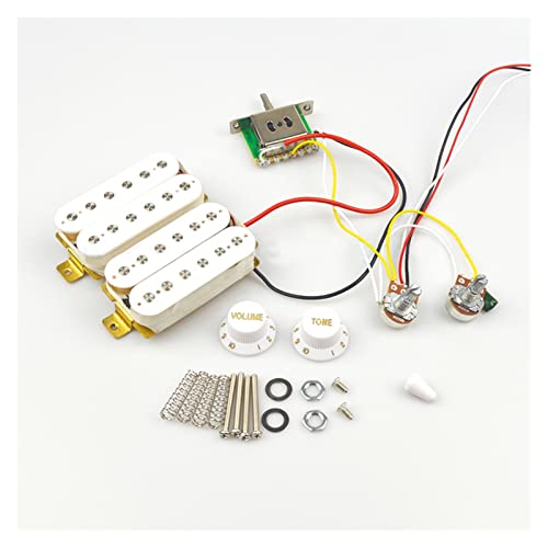 ZENGXUE Gitarren-Humbucker-Pickups Mit 3-Wege-Gitarre-Konverter-Kabelbaum Vorgeführter E-Gitarren-Pickup Humbucker Tonabnehmer Set (Color : White)